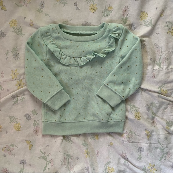 Carters Child of Mine Mint Ruffled Polka Dot Sweater - Picture 3 of 9